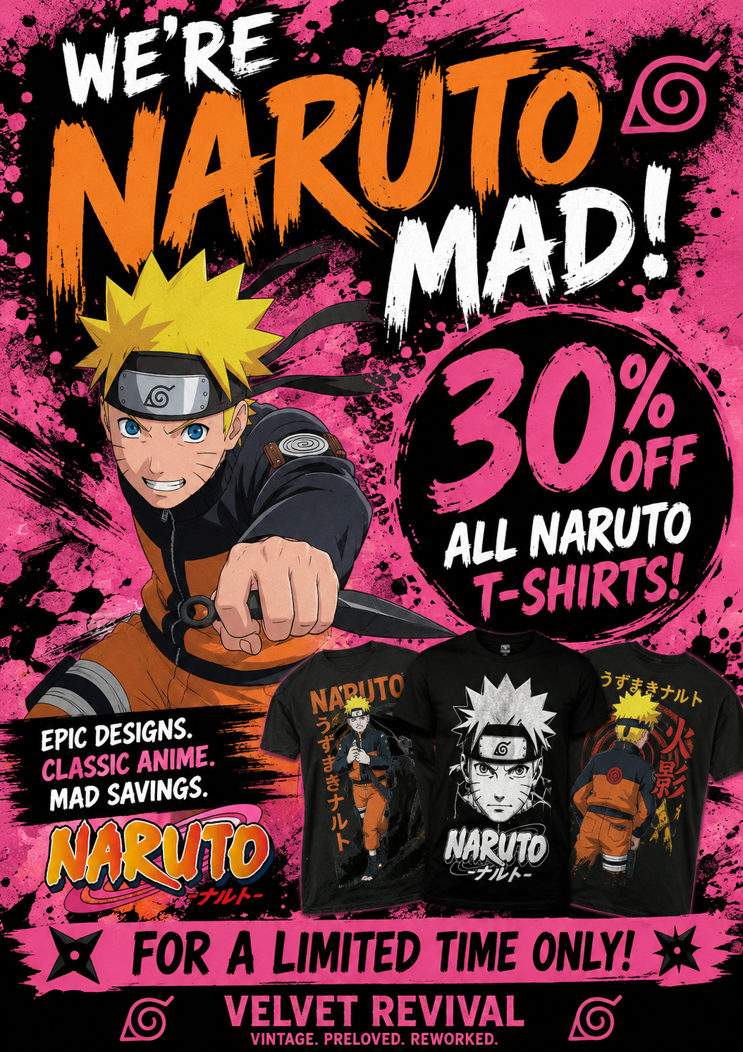 30% off all Naruto t-shirts